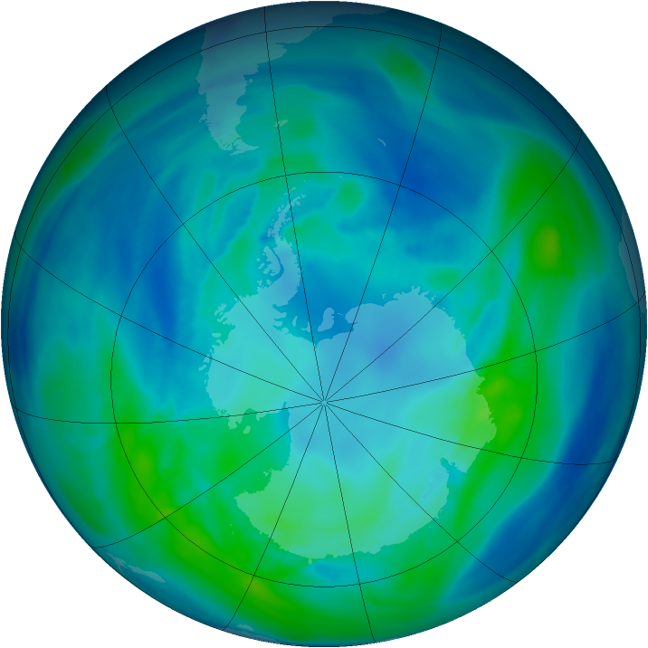Antarctic ozone map for 17 April 2005